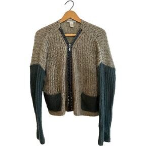Alberto Makali Mohair Oversized Sweater Faux Leather Chain trim Medium